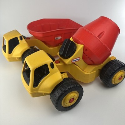 Vintage 1990's Little Tikes Big Cement Mixer + Dump Truck Large Yellow Red Toys