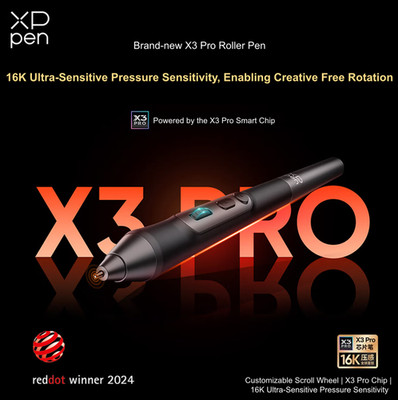 XPPen X3 Pro Roller Stylus for XPPen Artist 22 Plus/Pro 14&16 Gen 2/Deco Pro