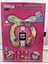 iTech jr Kids Smart Watch Headphones Fluffy Furry Pastel Rainbow Bows Floppy ear