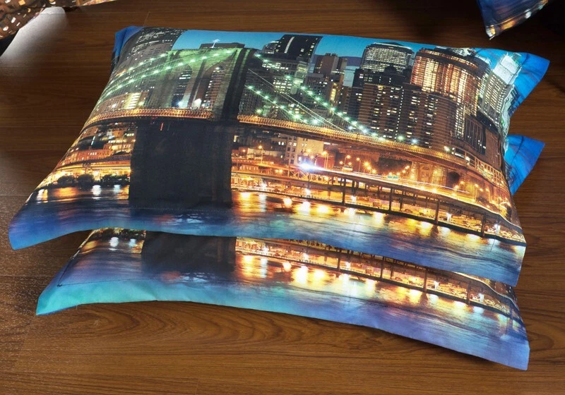 6 piezas. Juego de funda nórdica Queen de polialgodón azul y marrón para edredón Foto 3 de 4