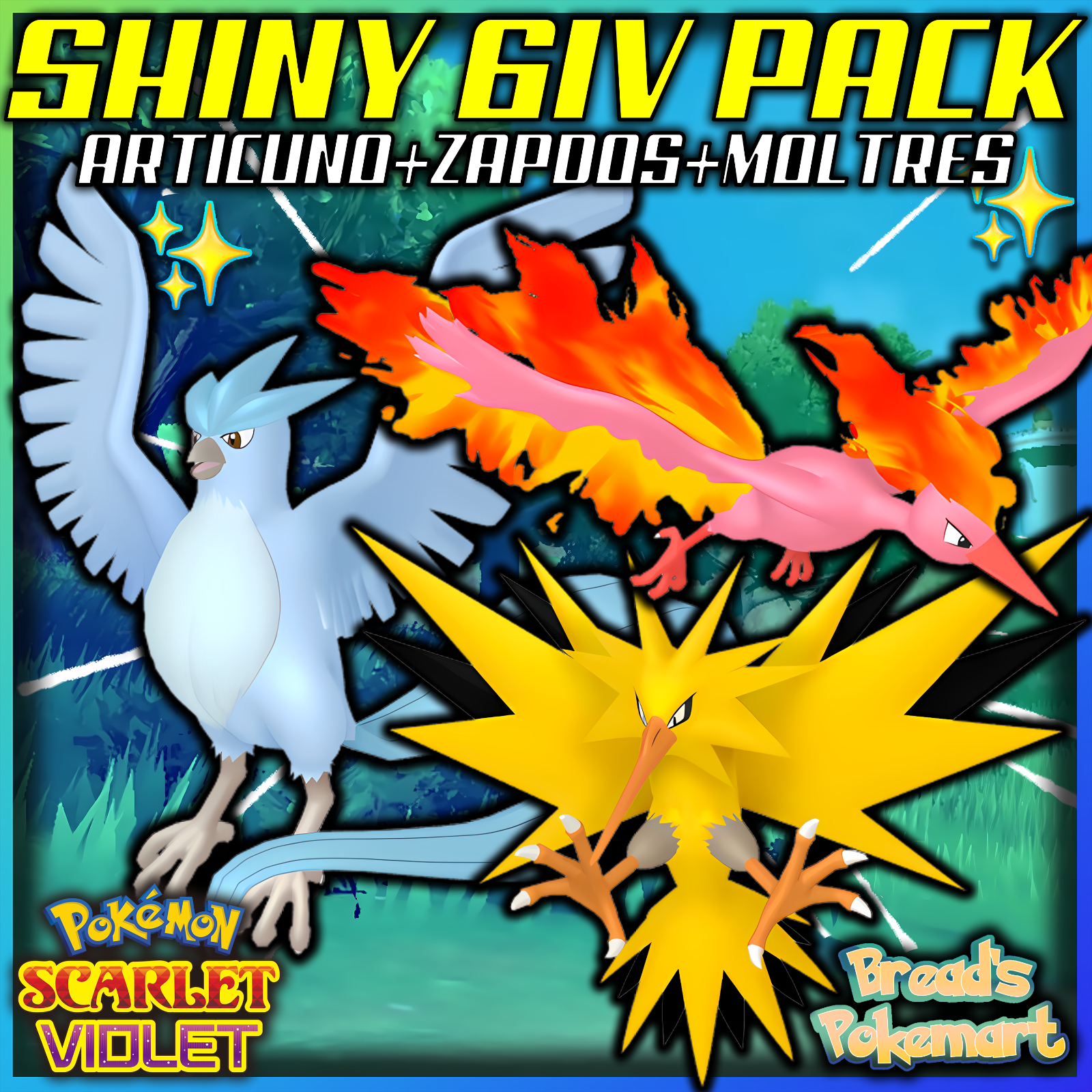 Pokemon Scarlet and Violet Shiny Moltres 6IV-EV Trained