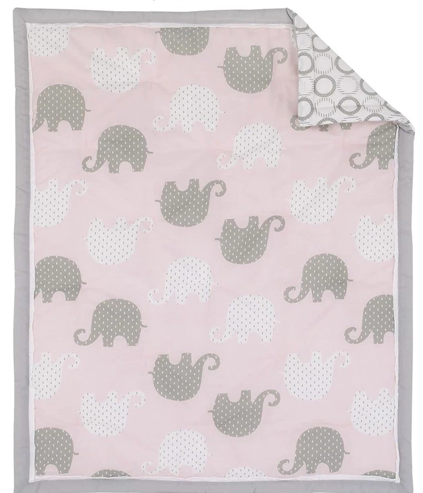 NoJo Dreamer - Juego de edredón de cuna floral rosa/gris 8 piezas Foto 3 de 4