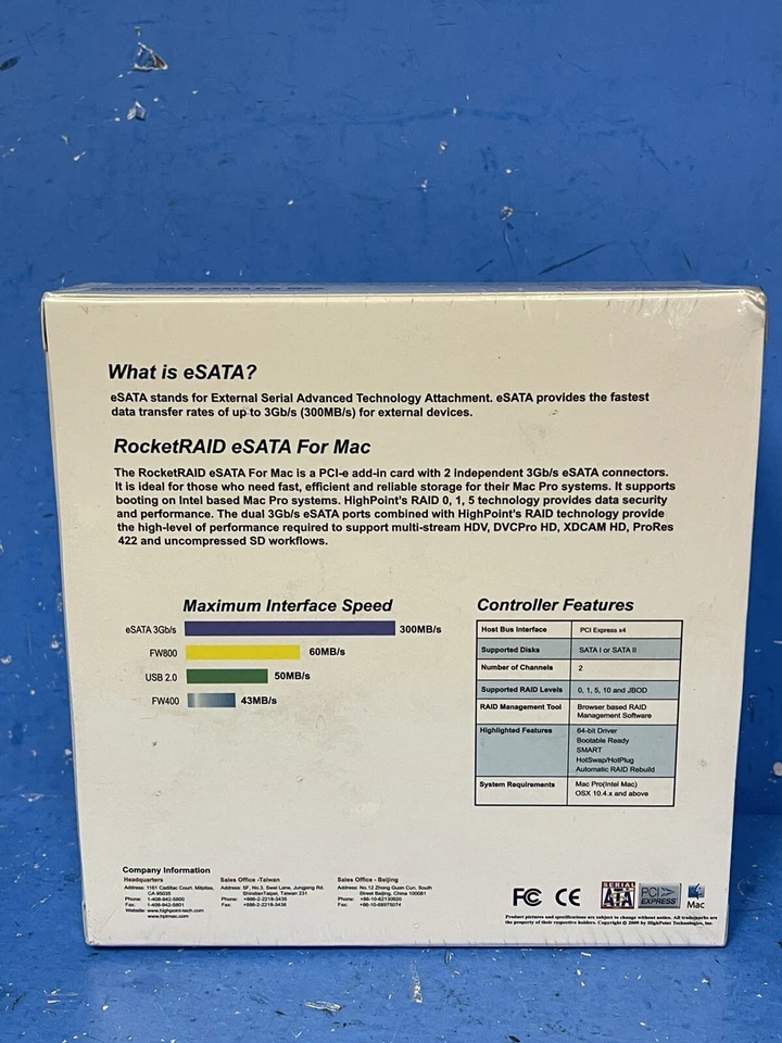 NEW HighPoint RocketRAID eSATA Controller MAC Dual eSATA Port X4 RAID Controller - Image 3 of 4