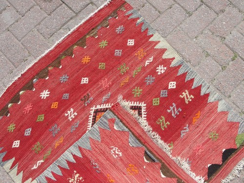 Handmade Vintage Small Area kilim rug- bohemian Turkish doormat rug - Picture 9 of 9