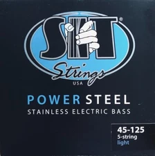 S.I.T. Power Steel Stainless Steel Bass Guitar Strings; 5-String gauges 45-125