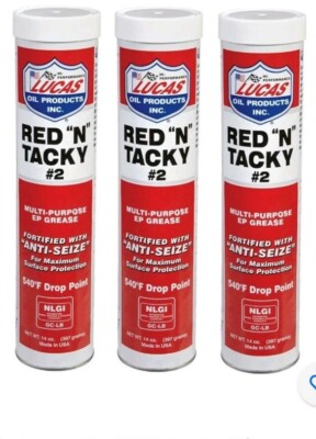 3  Lucas Red ''N'' Tacky #2 Multi-Purpose EP Grease Fortified With Anti-Seize 14oz