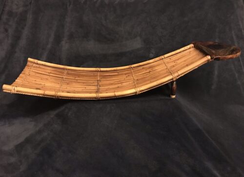 Vtg MCM Japanese Ikebana Curved Bamboo & Pencil Reed Fruit Rack 37” C-1950 - Picture 1 of 12