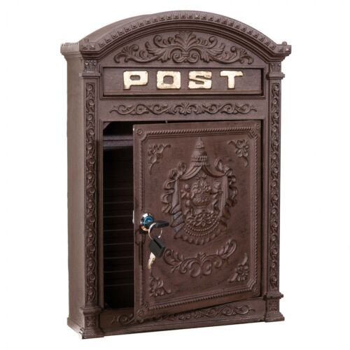Briefkasten Wandbriefkasten Alu Nostalgie Postkasten braun antik Stil letterbox - Afbeelding 1 van 5