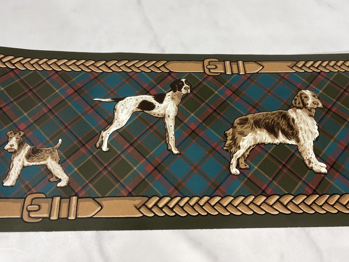 Ralph Lauren Border Paper Prepasted 5 Yards Roll Dog Hunt Plaid