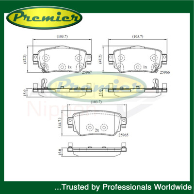 Premier Rear Brake Pads Set Fits Nissan Qashqai X-Trail Renault Kadjar