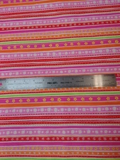 Michael Miller Fabric Stripe Ditty, Pink, Yellow, Orange Out of Print