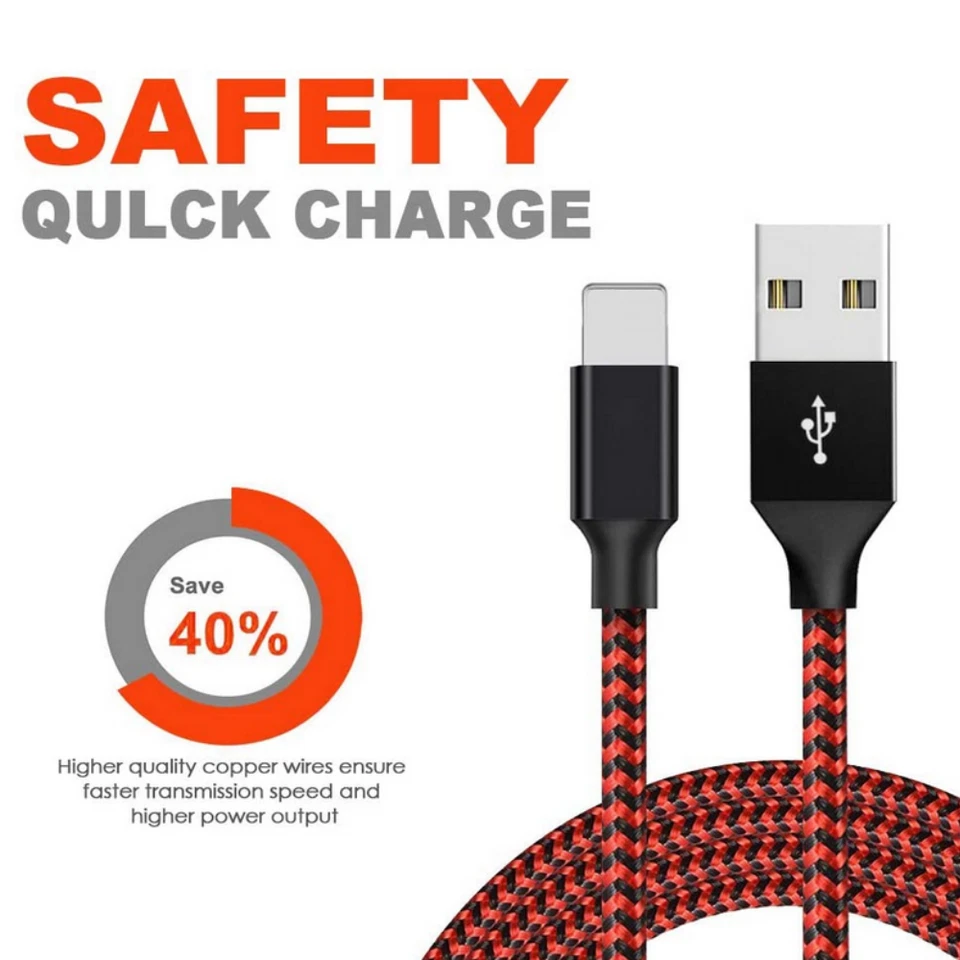 3/5/6Pack 6/10Ft USB Fast Charger Cable For iPhone 14 13 12 11 8 6 Charging Cord - Image 4 of 4