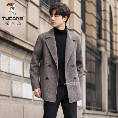 Men Double-sided Woolen Coat Short New Cashmere Coat Business