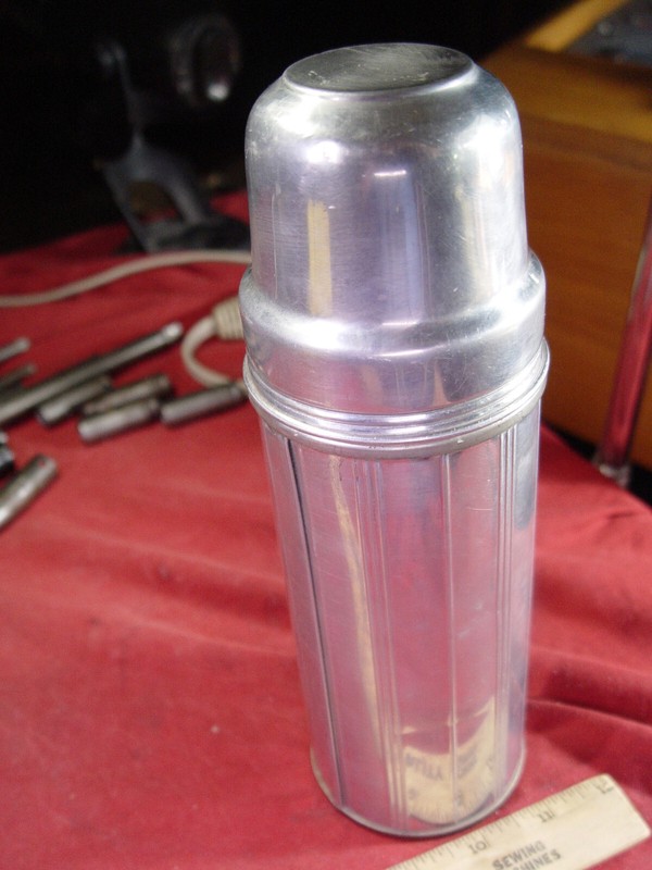 Vintage Antique 1940s Art Deco Anders Frary & Clark Thermos Bottle MCM Cork RARE