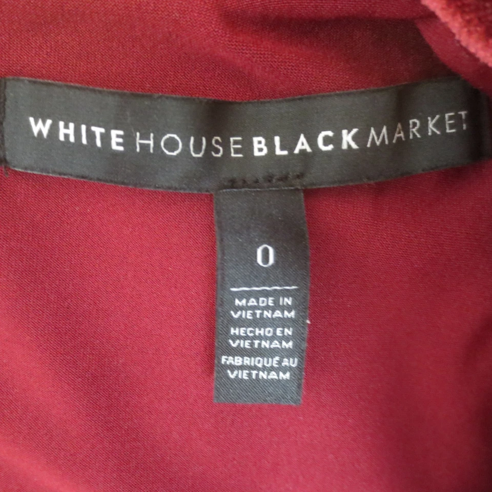 Vestido para mujer White House Black Market 0 rojo terciopelo sin mangas cuello en V vestido recto Foto 4 de 4