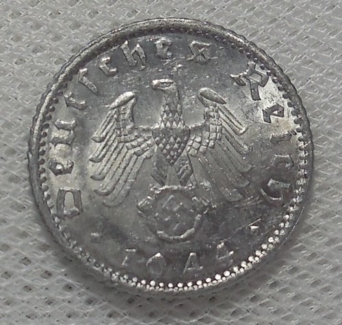 1944 F NAZI GERMANY 50 REICHSPFENNIG COIN XF-AU - Picture 1 of 2