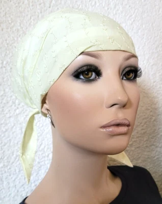 KOPFTUCH CHEMO TUCH Mütze Turban Bandana gelb Innenfutter Chemotuch Cerry NEU - Bild 1 von 4