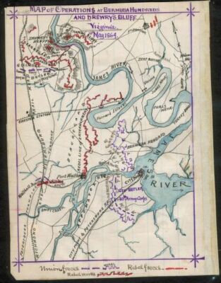 18'' x 24'' 1864 Map of Operations at Bermuda Hundred