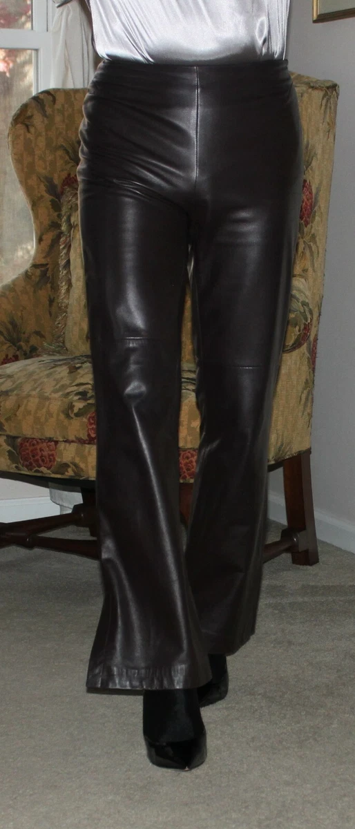 Dana Buchman Dark Brown Leather Pants Lined Zipper Womens Size 6 m