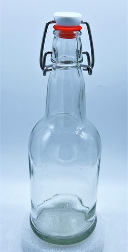 Bormioli Rocco Clear Type Round Glass Swing Top Bottle Clear & Red Locking Lid - Picture 3 of 9
