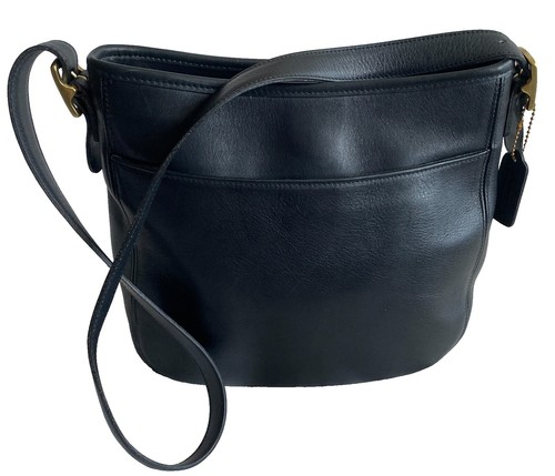 Vintage Coach 9803 Black Leather Shoulder Bag Purse 1990's Amazing