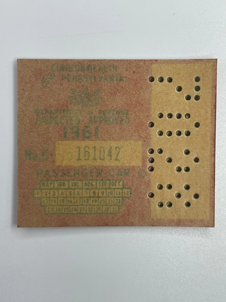 1961 Adesivo de Inspeção Pensilvânia Pa VTG NÃO EMITIDO Carro de Passageiros -Dodge - Imagem 3 de 3