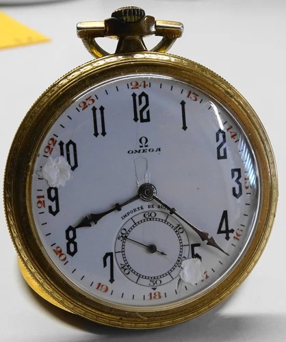 Vintage Armbanduhr OMEGA 35.5L Mechanisch Taschenuhr Beschichtet Gold