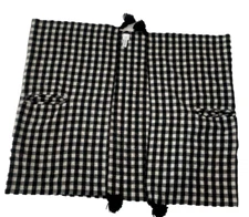 J Crew Checkered Cape Scarf Shrug Wrap Black Ivory Wool Acrylic Blend Warmth