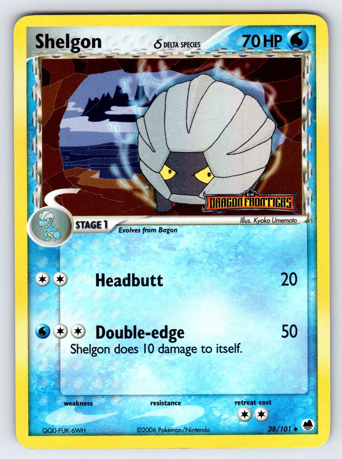 Shelgon 38/101 2006 EX Dragon Frontiers Pokemon Card TCG Reverse Holo - VLP