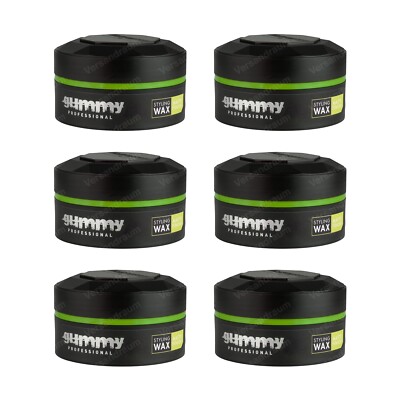 6x Fonex Gummy Styling Wax Grün Matte Finish 6er Set (900ml) Haarwachs Haarwax