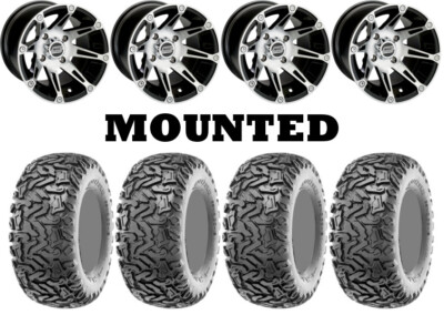 Kit 4 Maxxis Workzone Tires 25x8-12/25x10-12 on Moose 387X Machined Wheels POL