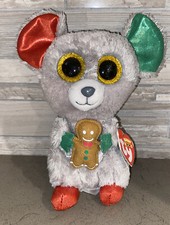 RETIRED 2016 TY BEANIE BOO BOOS CHRISTMAS MAC THE MOUSE GINGERBREAD 6" PLUSH