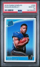 2018 Panini Donruss Saquon Barkley RATED ROOKIE CARD RC #206, PSA 10, New Grade. rookie card picture