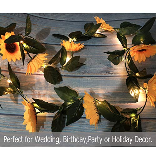 30 LED Artificial Sunflower Garland with Lights Battery Powered 7.2ft - Picture 7 of 7