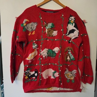 Vintage Adlerauge 1994 Bauernhof Tier Scheune Neuheit handgestrickt Cottagecore