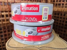 Lot Of 2 Imation DVD-R 25 Pack Recordable Discs 4.7GB - New Sealed 50 Total