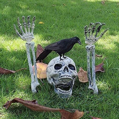 Halloween Knochen Erdspieße Garten Boden Deko Gebeine Skelett Hand Grab Friedhof