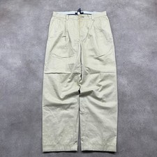 Tommy Hilfiger Chinos Mens 34" Pleated Relaxed Fit Cotton Trousers, Beige