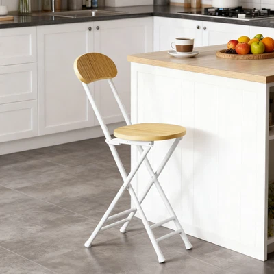 2/4PCs Folding Breakfast Bar Stools Dining Chairs Portable Chair Seat with Back - Image 1 of 4