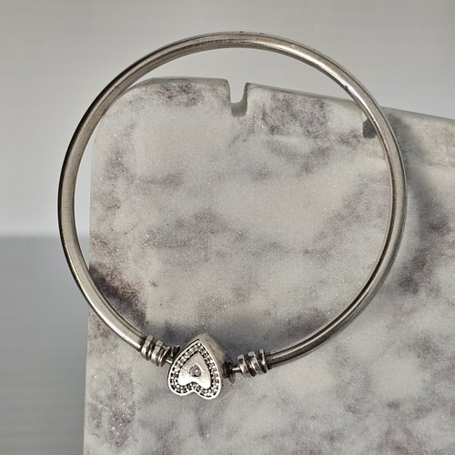 Pandora Wishful Heart Family Forever Silver Bangle Bracelet 17Cm 590729 FreePost - Picture 19 of 22