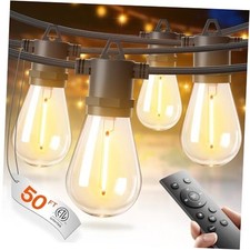 LED Outdoor String Lights with Edison Shatterproof Bulbs, Weatherproof 50FT