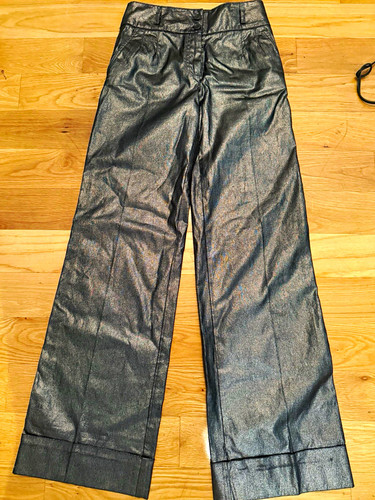 Dolce & Gabbana Women’s Metallic Silver Wide-Leg Denim Pants Stretch Size IT 40