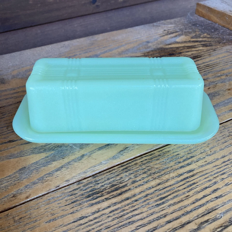 Plato de mantequilla verde jadeíta TPC/con tapa de colección excelente estado Foto 2 de 4