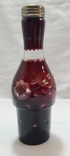 Cruet Set Salt Pepper Cranberry Ruby Bottle Insert   Etched Rose Vintage
