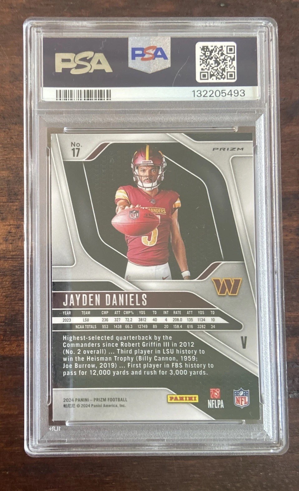 2024 Panini Prizm - Rookie Variations #17 Jayden Daniels (RC) Silver Prizm PSA 9 view 2