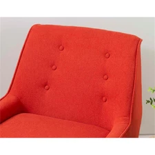 Linon Trelis Upholstered Tufted Accent Chair Black Legs in Pimento Red Fabric