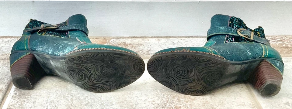 L’Artiste By Spring Step Nancies Boots Teal Side Zip Ankle Boots 37 US 6.5/7 - Image 4 of 4