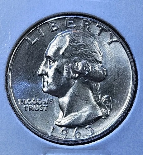 1963 D 25c Washington 90% Silver Quarter BU