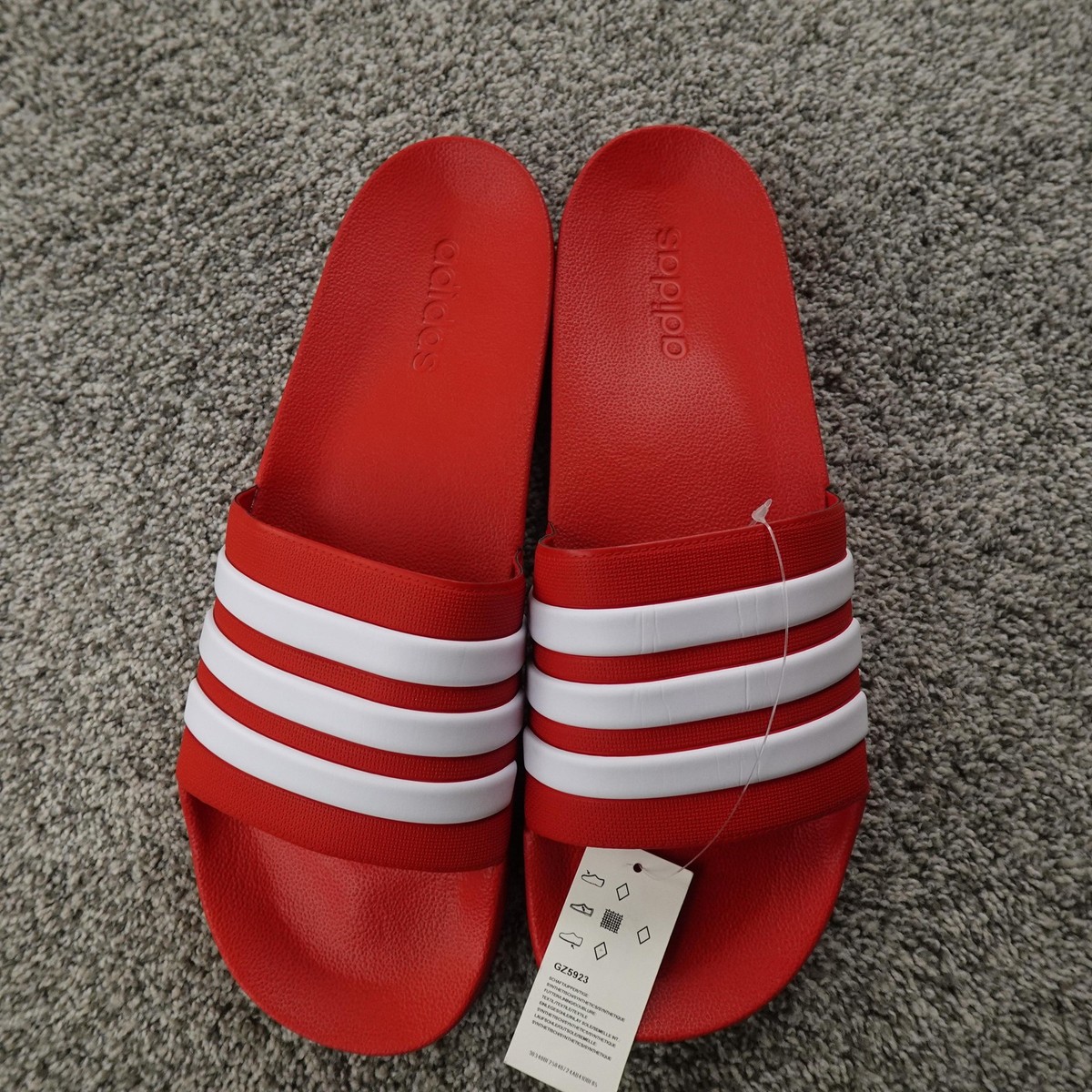adidas Bright Red Men’s Slide Sandals with Silver Stripes Amazon.com: adidas Unisex Adilette Shower, red, 12 UK, Red  main image 2