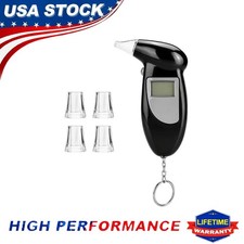 Digital LCD Breathalyzer Portable Breath Analyzer Black Plastic Case New